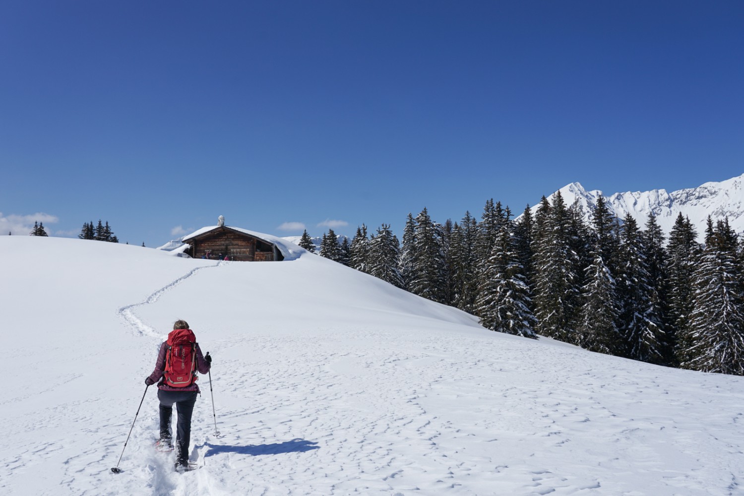 Die Alphütte auf Oudiou. Das Ziel ist in Sicht.