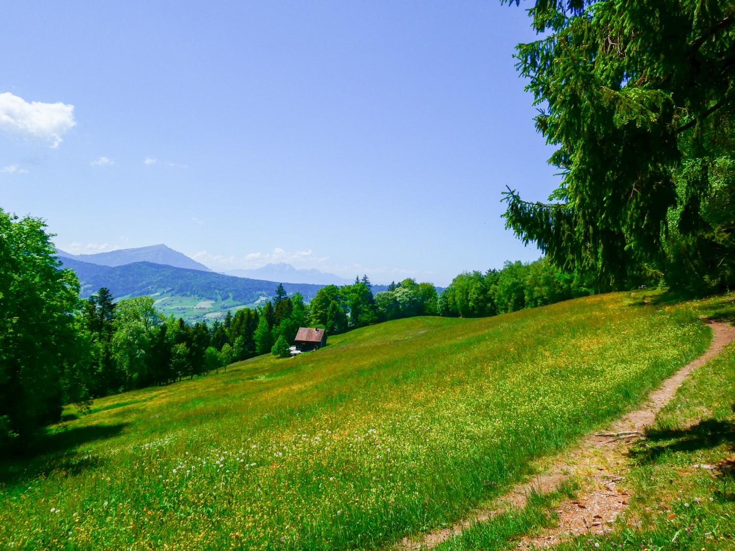 La vue sur le Rigi et le Pilatus, au-dessus de la cabane Wanderhütte Grümel, est incontournable! Photo: Rémy Kappeler