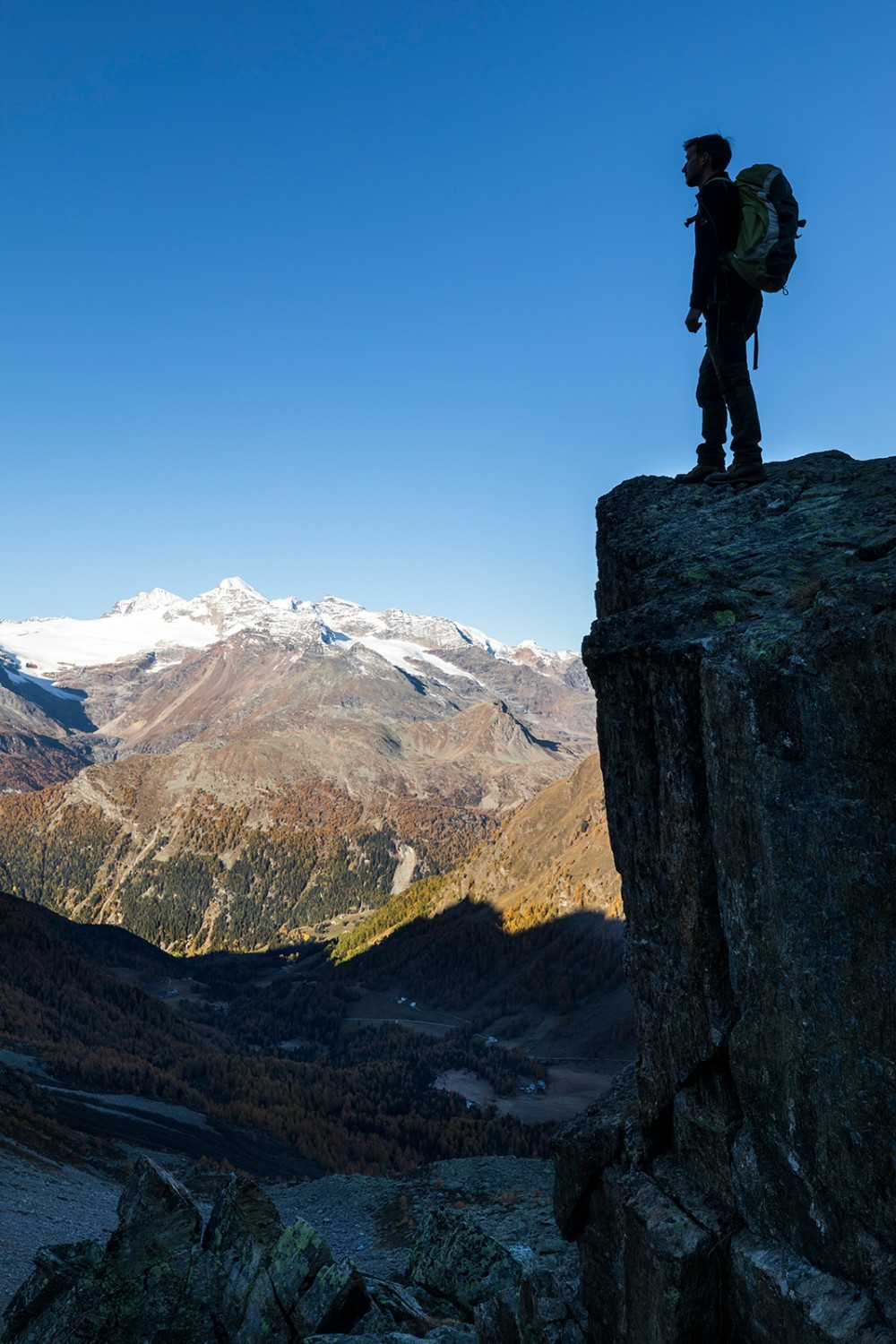 Blick auf den Piz Bernina während des Aufstiegs zum Pass da Sach.