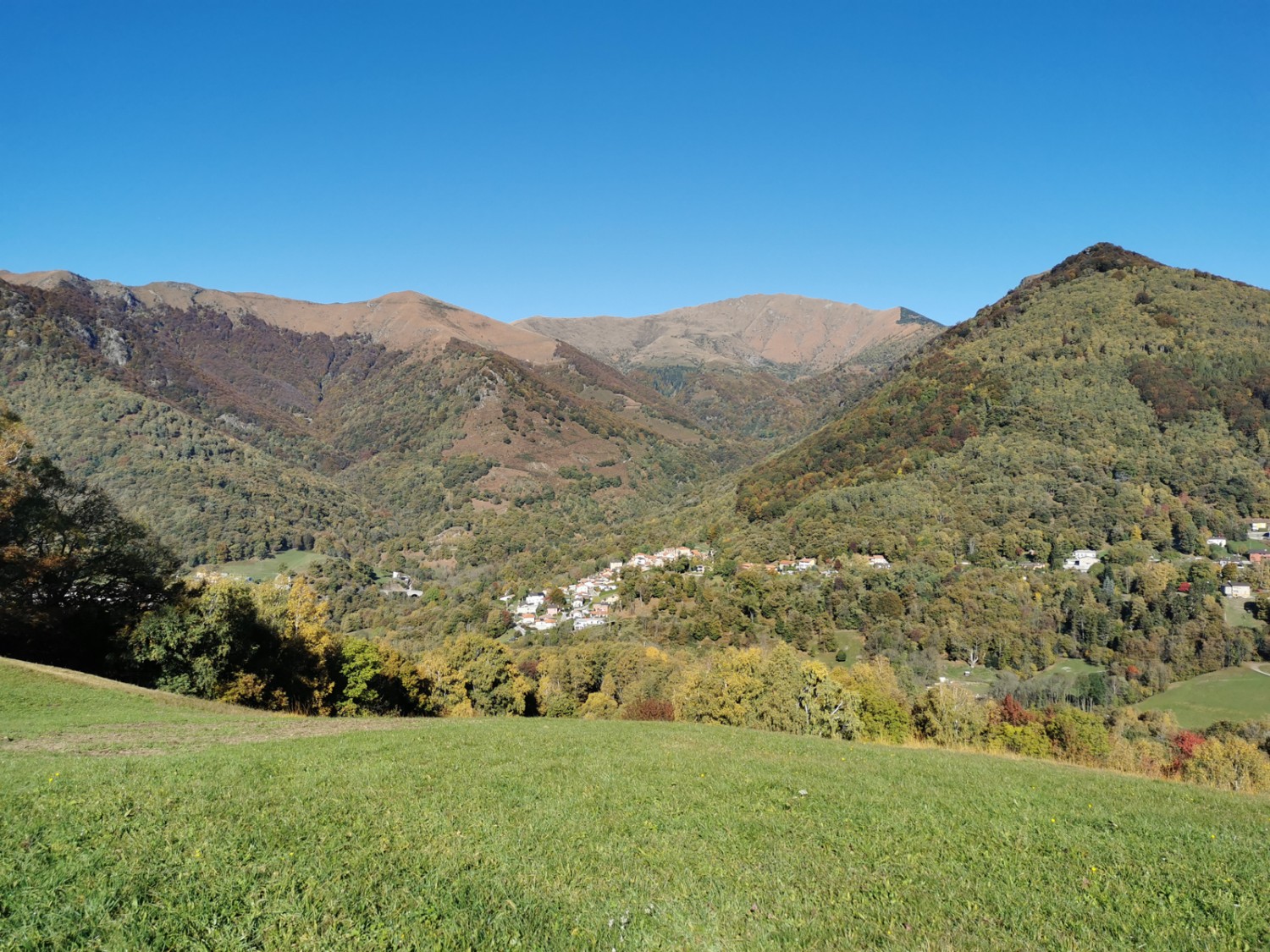 A côté des forêts luxuriantes, le Monte Gradicciòli paraît encore plus pelé. Photo: Andreas Staeger