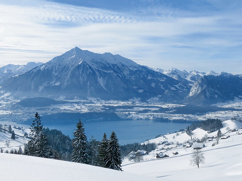 Thunersee mit Niesen und Stockhornkette (rechts). Bild: Andreas Staeger