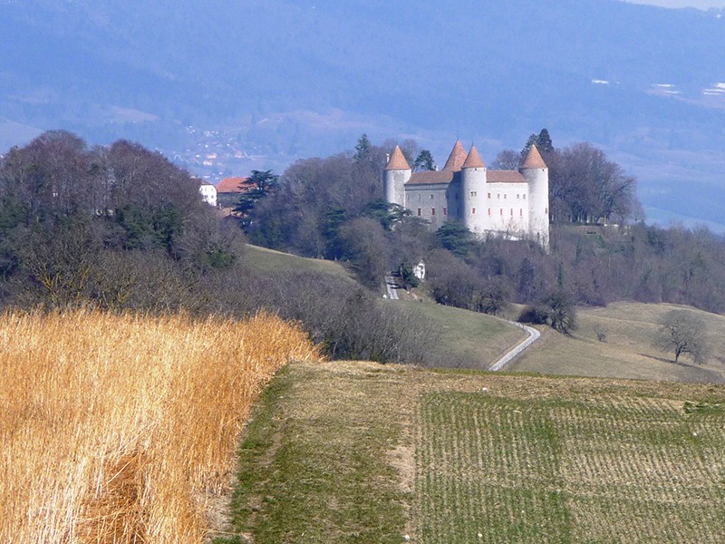 Das Château de Champvent dient im ersten Teil der Wanderung als Orientierungspunkt.