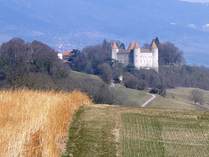 Das Château de Champvent dient im ersten Teil der Wanderung als Orientierungspunkt.
