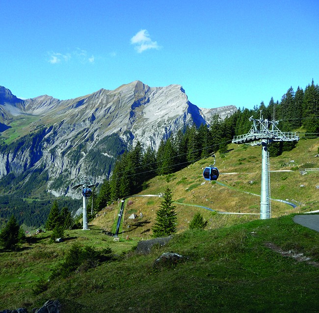 Der Blick von der Bergstation zum Allmegrat. 