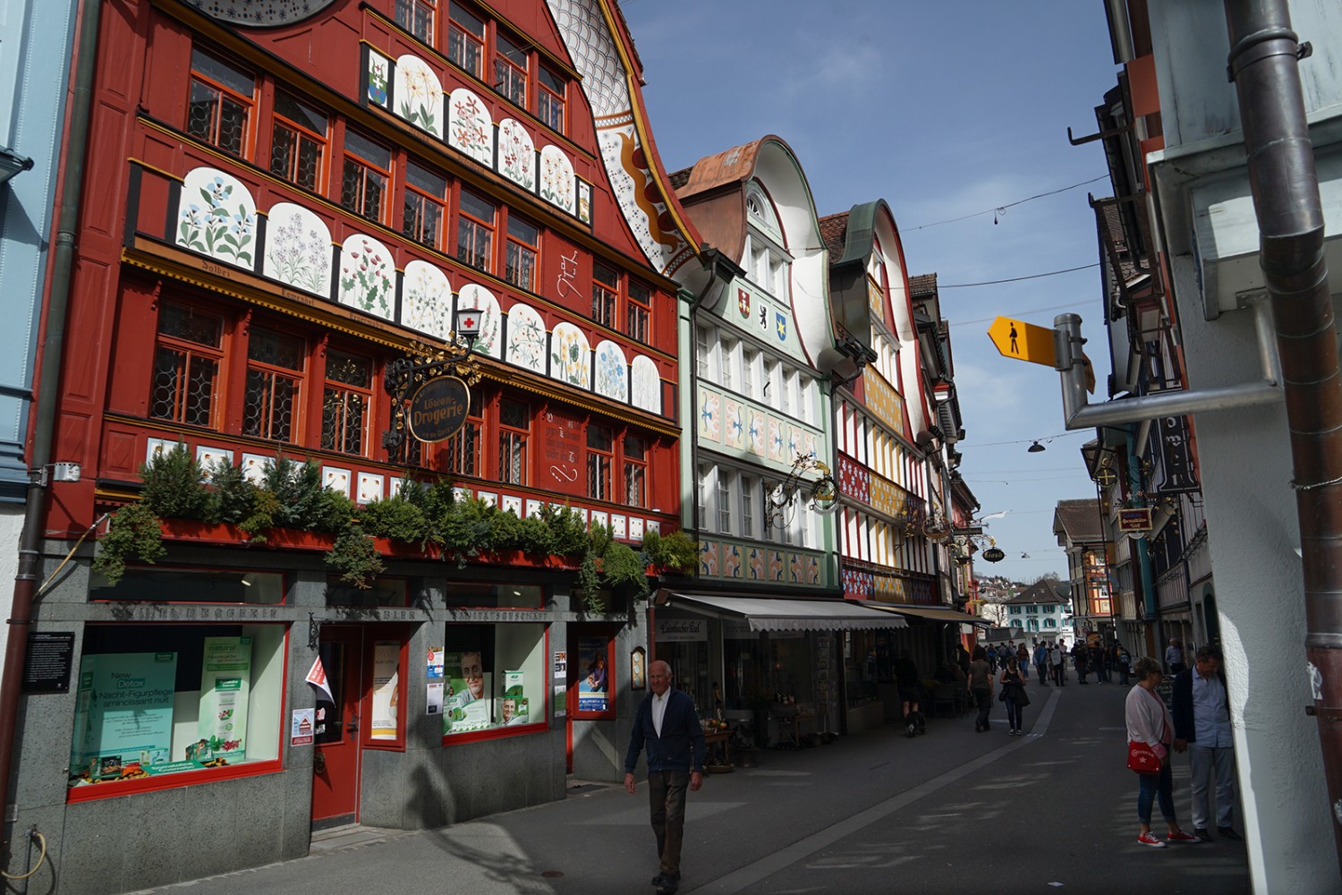 Aufgemalte Heilkräuter bei der Löwen-Drogerie in Appenzell. Bild: R. Wissmann