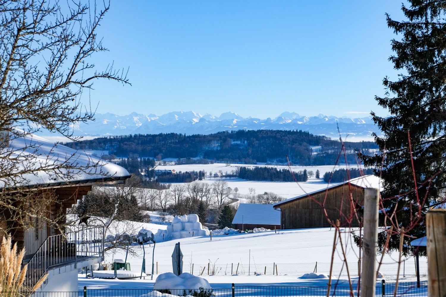Ein Privileg, wer hier in Nods mit Sicht in die Alpen wohnen darf.