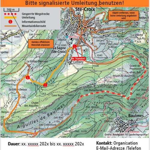 Vorlage Informationsschil Sperrung MTB Route