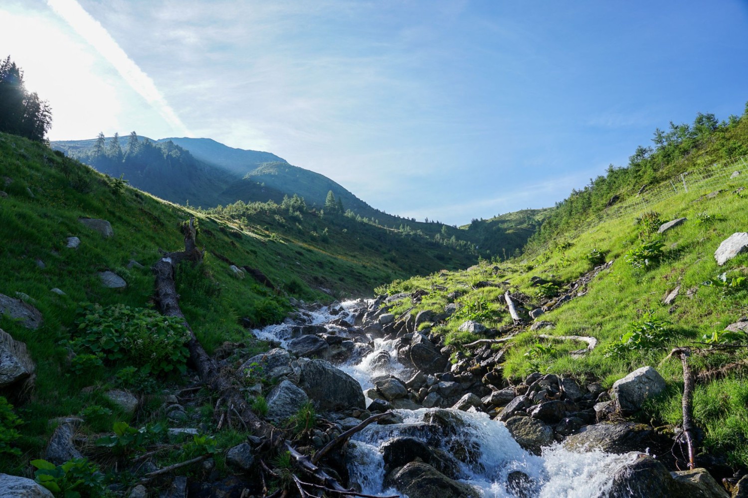 Schmelzwasser fliesst der Rhone entgegen.